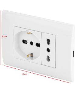 Poly Pool Placca Premontata 10-16A Tecnopolimero Bianco - IMQ e CE - Ideale per Uso Domestico