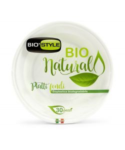 30 Piatti fondi in plastica bio 21,5 cm