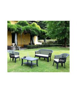 Ipae Progarden Salotto da esterno Veranda - Antracite - Completo di Cuscini