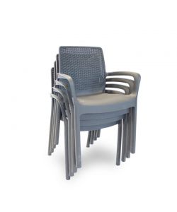 Sedia da Giardino Impilabile Effetto Rattan Antracite Regina - 61x54x82 cm - Ipae Progarden