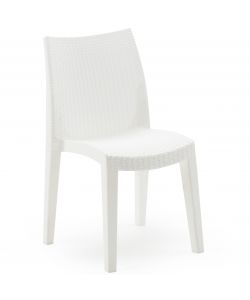 Sedia Intrecciata Effetto Rattan Lady - Bianco - Impilabile