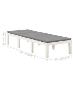 Ipae Progarden Lettino Prendisole Haiti - Bianco con Cuscino Antracite - 195x65 cm
