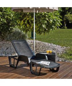 Ipae Progarden Lettino Pool - Effetto Rattan Antracite - 71x192x100 cm