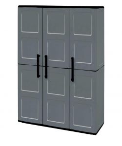 Art Plast Armadio in Resina 3 Ante Grigio 102x37x163 cm - Ripiani Regolabili - Antipioggia - Facile Assemblaggio