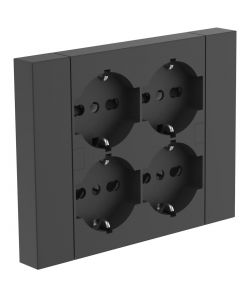 Electraline Multipresa da incasso Quadra 4 prese Schuko P40 per scatole 3 moduli - Nera
