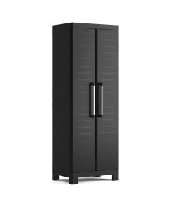 Keter Armadietto Alto Detroit Nero - Mobiletto per Casa e Garage - 65x45x182 cm - 4 Ripiani Regolabili - Sicurezza con Serratura
