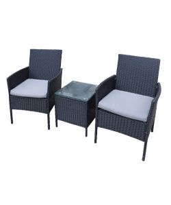 Salotto da Giardino Rattan Radical - Antracite - 2 Poltrone e Tavolo