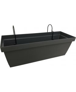 Balconiera Colorado con kit sottovaso e ganci Grippo - 50x18 cm - Smoke