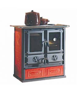 Cucina + Stufa a legna Rosetta Liberty 7,2 Kw Bordeaux