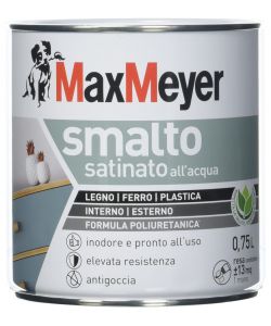 Max Meyer Smalto Satinato Bianco 0,75 l - Vernice per Legno, Ferro e Plastica