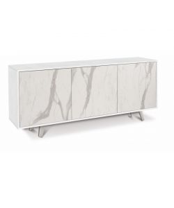 Sarmog Mobile Quadrante in Truciolare Ossido Bianco e Marmo Calacatta - 74x177x41 cm