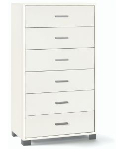 Sarmog Cassettiera Bianca 6 Cassetti in Truciolare 69,7x40,8x124 cm