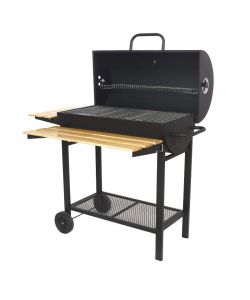 C&BBQ Barbecue Rettangolare a Carbone con Mensola Laterale Nero 109x71,5x102,5 cm