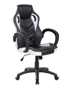 Sedia Gaming in Poliuretano Nero e Bianco - Confortevole e Regolabile
