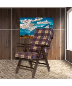 Poltrona Roma Reclinabile in Legno e Tessuto - Scacchi Blu, Verde o Bordeaux