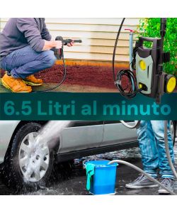 Kombo Idropulitrice ad Acqua Fredda con Ruote 1200W 100Bar 6,5L/Min