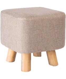 Pouf Sgabello Imbottito Crema - Eleganza e Comfort in Tessuto 30x30x27 cm