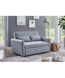 Domo Mea Divano Letto Due Posti in Tessuto Grigio con Meccanismo Pull-Out - Dimensioni 140x86x88 cm