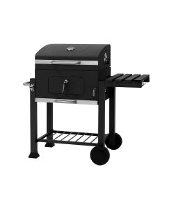 Barbecue a carbone nero con carrello e termometro - 117x61x108 cm