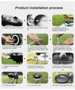 Barbecue a Carbone Nero - Struttura Acciaio Smaltato 48x56x85 cm