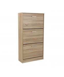 Domo Mea Scarpiera Nature 3 ribalte in legno naturale - 60x24x117 cm