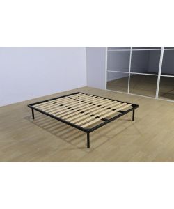 Domo Mea Rete Letto 13 Doghe in Legno e Metallo Nero - 160x190 cm