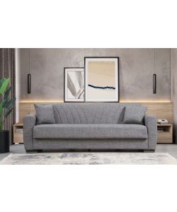 Domo Mea Divano Letto New York 3 Posti Grigio - 210x75x80 cm - Facile Apertura