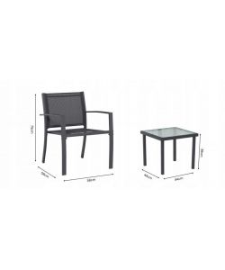 Domo Mea Set Patio Salotto da esterno Antracite 2 sedie 1 tavolo