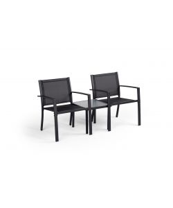 Domo Mea Set Patio Salotto da esterno Antracite 2 sedie 1 tavolo