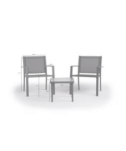 Domo Mea Set Patio Salotto da esterno Antracite 2 sedie 1 tavolo