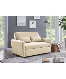 Domo Mea Divano Letto 2 Posti Beige Pull Out 140x86x88 cm - Spazio Ottimizzato