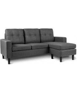 Domo Mea Divano Corner Moderna Grigio Reversibile 3 Posti - Comfort e Stile per il Tuo Soggiorno - Misure 215 x 148 x 82 h cm