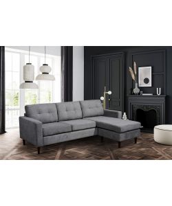 Domo Mea Divano Corner Moderna Grigio Reversibile 3 Posti - Comfort e Stile per il Tuo Soggiorno - Misure 215 x 148 x 82 h cm