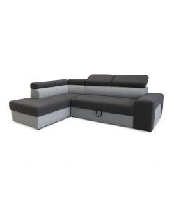 Divano letto Angolare Antonello Grigio con 2 Pouf - Contenitore