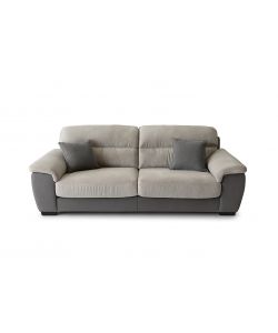 Divano Flora 3 Posti Grigio e Beige con Cuscini Inclusi - 210x97x95 cm