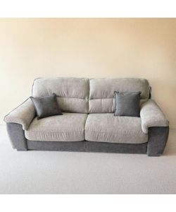 Divano Flora 3 Posti Grigio e Beige con Cuscini Inclusi - 210x97x95 cm