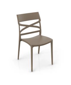 Domo Mea Sedia Flow Tortora in Polipropilene - Design Ergonomico e Resistente - 45 x 54 x 85 h cm
