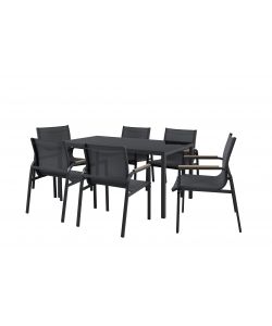 Domo Mea Set Pranzo Best Grey - Tavolo Vetro Temperato e 6 Sedie Grigio Scuro