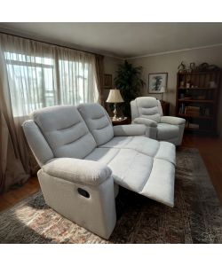 Domo Mea Divano Comfort Reclinabile 2 Posti Greige 153x95x103 cm