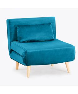 Domo Mea Poltrona Letto Blu Verde - Design Scandinavo Moderno - Velluto Comodo