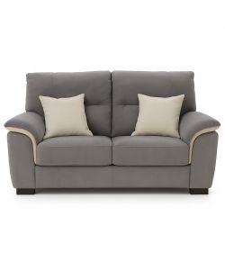 Divano 2 Posti Mikaela Fisso in Fibra Effetto Velvet Colore Antracite e Silver - 175x90x85 cm