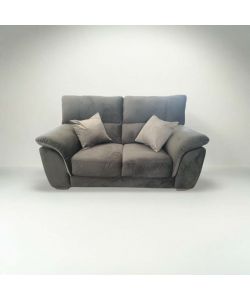Divano 2 Posti Mikaela Fisso in Fibra Effetto Velvet Colore Antracite e Silver - 175x90x85 cm