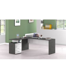 Web Furniture Scrivania Angolare New Selina Bianco Lucido - Design Moderno
