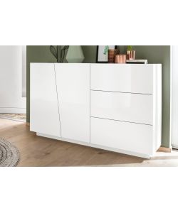 Web Furniture Credenza Moderna Bianco Lucido - 141x43x86 cm
