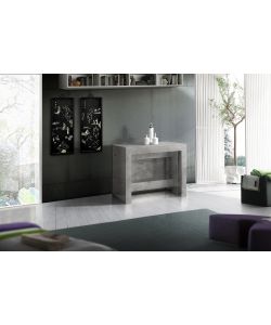Web Furniture Consolle Tavolo Allungabile Pratika 300 Cemento Bronx - 77h x 90L x 90A cm