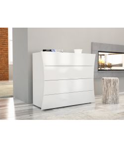 Web Furniture Com Moderno Arco Bianco Lucido 4 Cassetti 81,5x98x40 cm