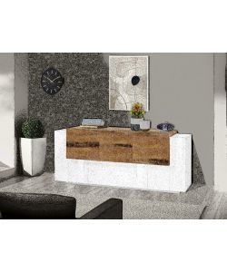 Credenza New Corona Moderna 2 Ante Battenti 1 Ribalta 2 Cassetti 2 Ante Battente Bianco Acero Pereira