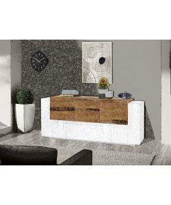 Credenza New Corona Moderna 2 Ante Battenti 1 Ribalta 2 Cassetti 2 Ante Battente Bianco Acero Pereira