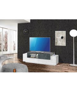 Porta Tv New Corona Moderno 2+1 Ante Battenti Ripiano Vetro Bianco Ardesia