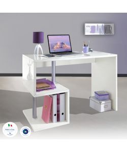 Web Furniture Scrivania Esse Bianco Lucido - Design Moderno 100cm